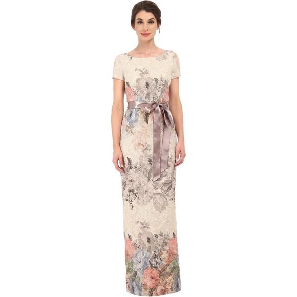 NWT Adrianna Papell Mateleasse Column Gown Women's Cream Size 16 - Picture 1 of 6